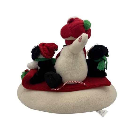 Gemmy Animated Snowman Penguin & Dog On Sled Plush Decoration - Picture 3 of 5